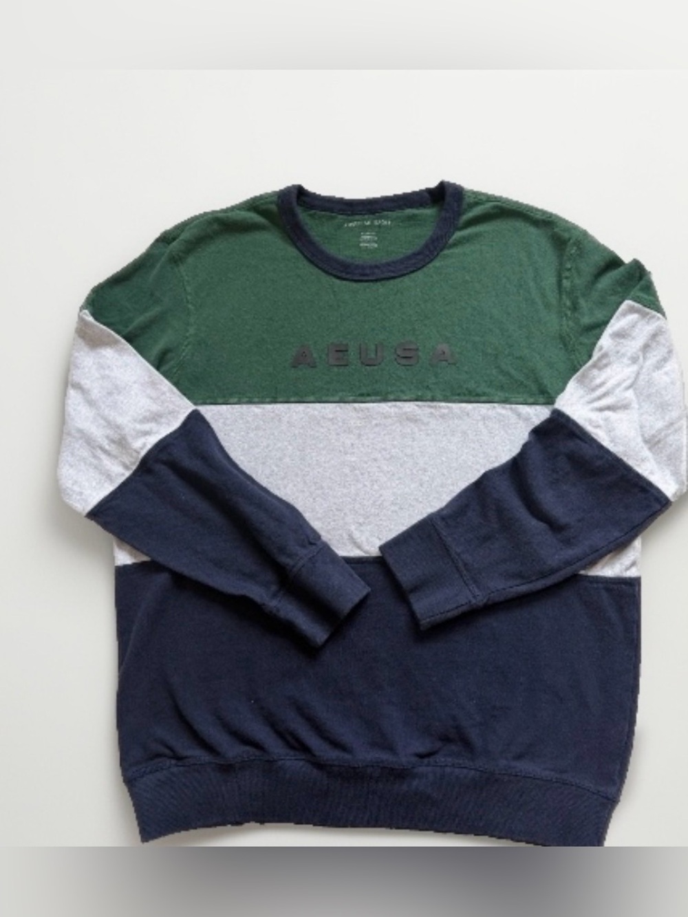 American Eagle AEUSA Long Sleeve Color Block Crewneck Shirt XL  Streetwear 90s